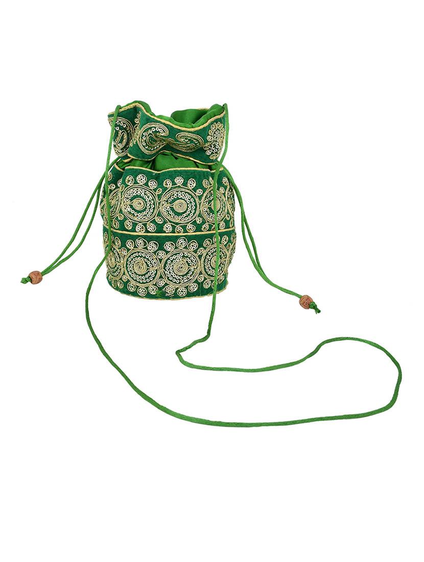 women green embroidered potli - 21692092 - Standard Image - 3