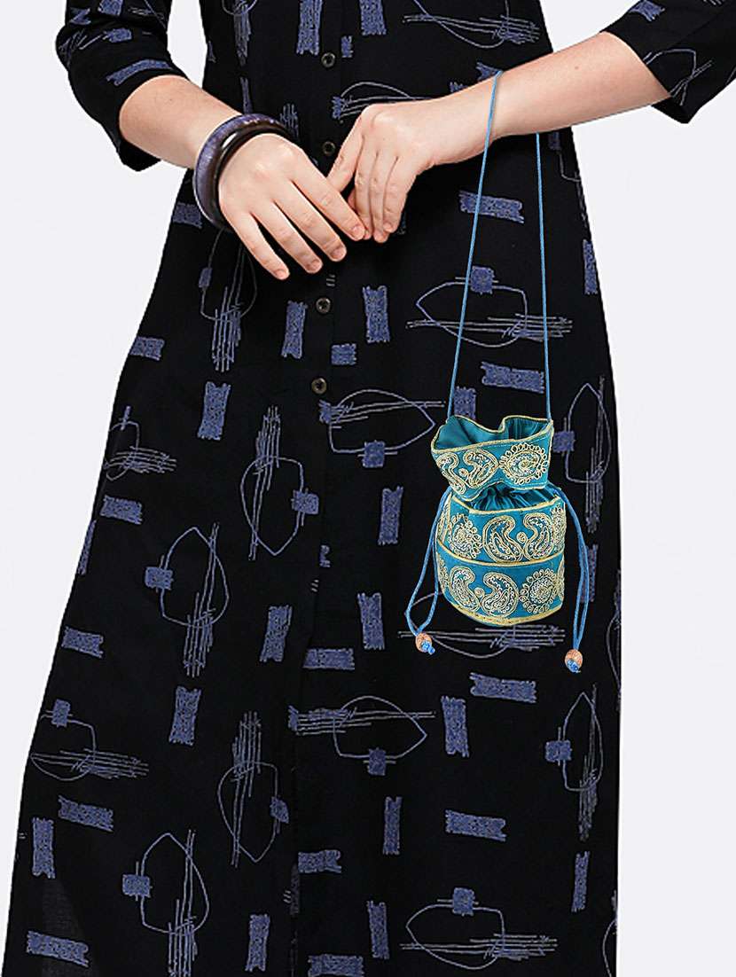 women blue embroidered potli - 21692094 -  Standard Image - 3