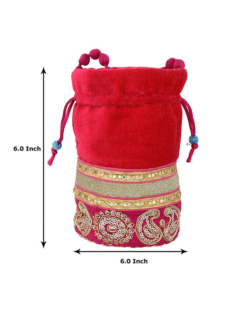 women red embroidered potli - 21692098 - Standard Image - 3
