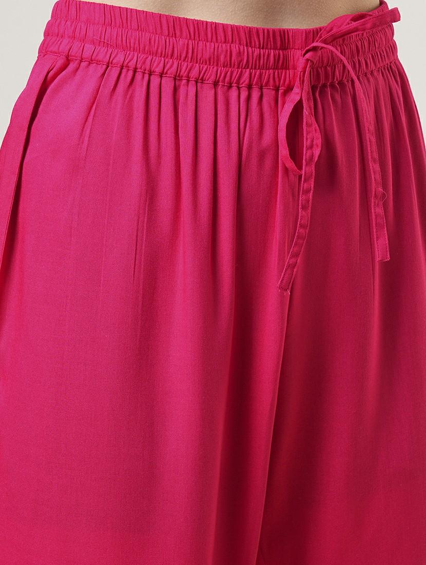 women pink three quarter sleeve kurta pant set - 21692154 - Standard Image - 5