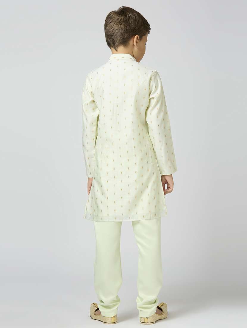 boys solid with work long sleeve kurta set  - 21692223 -  Standard Image - 3