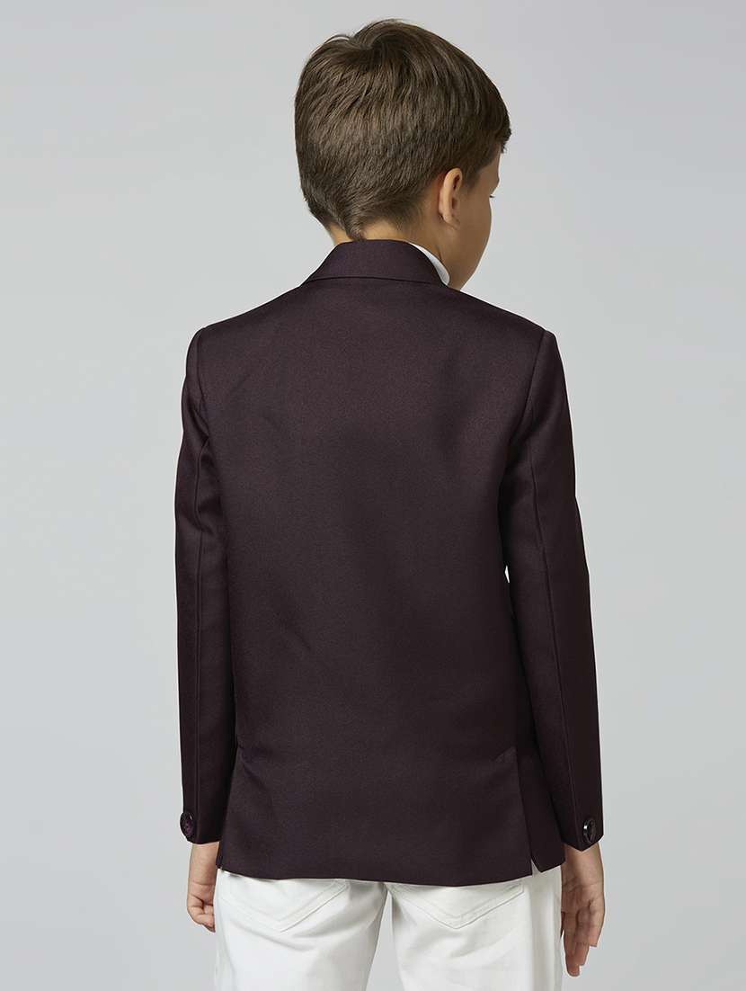 boys lapel neck solid blazer coat - 21692243 -  Standard Image - 3