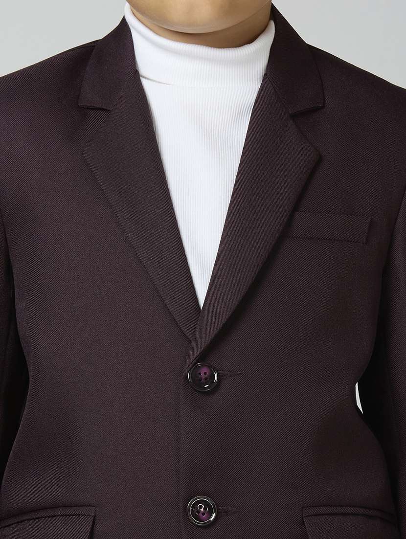 boys lapel neck solid blazer coat - 21692243 -  Standard Image - 5