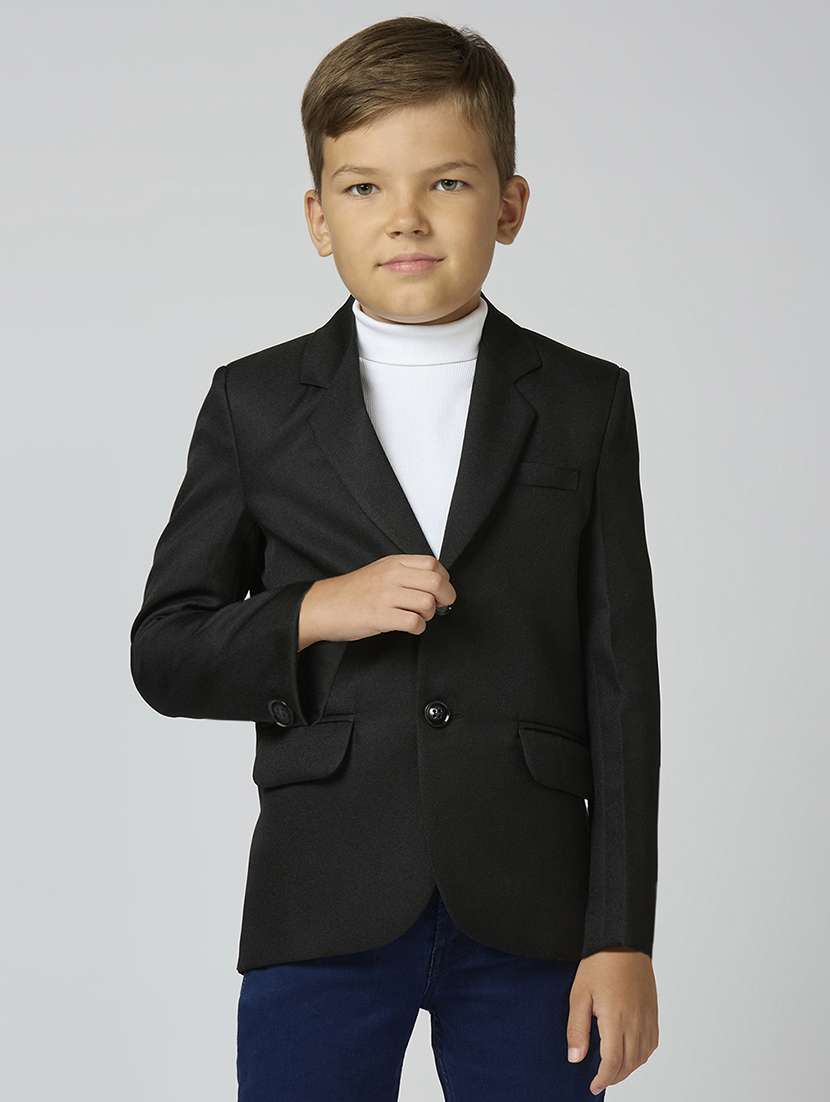 boys lapel neck solid blazer coat