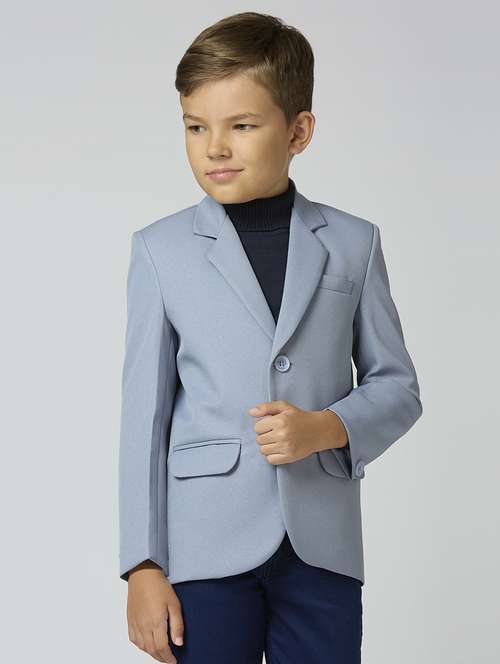 boys lapel neck solid blazer coat - 21692246 -  Standard Image - 0