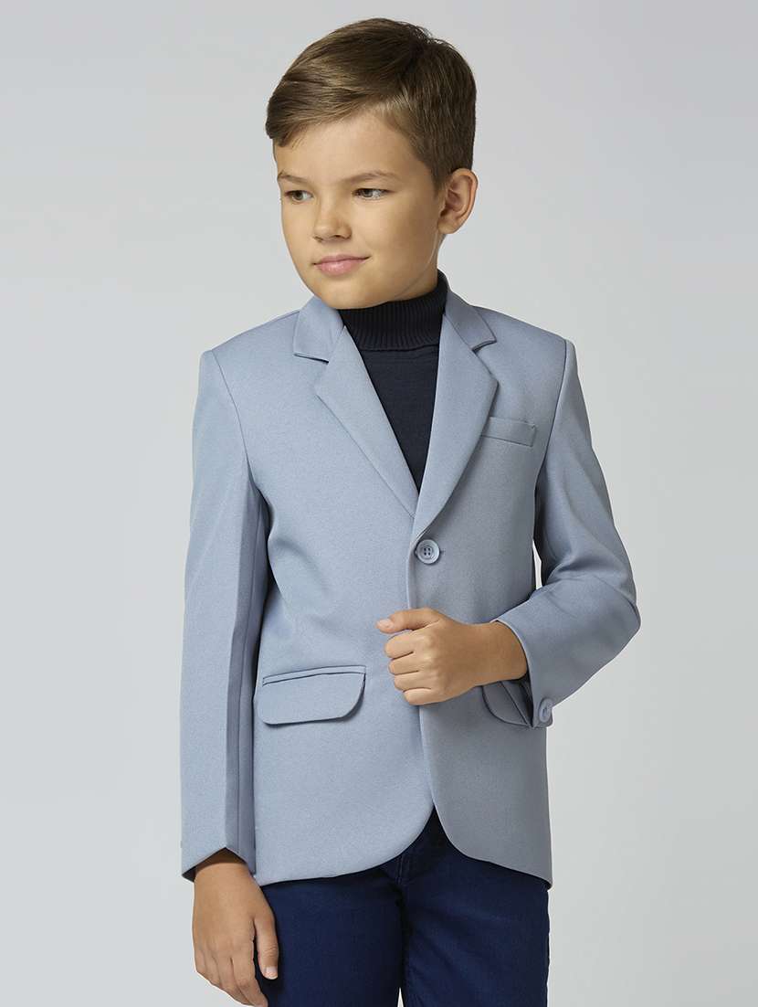 boys lapel neck solid blazer coat - 21692246 -  Zoom Image - 0