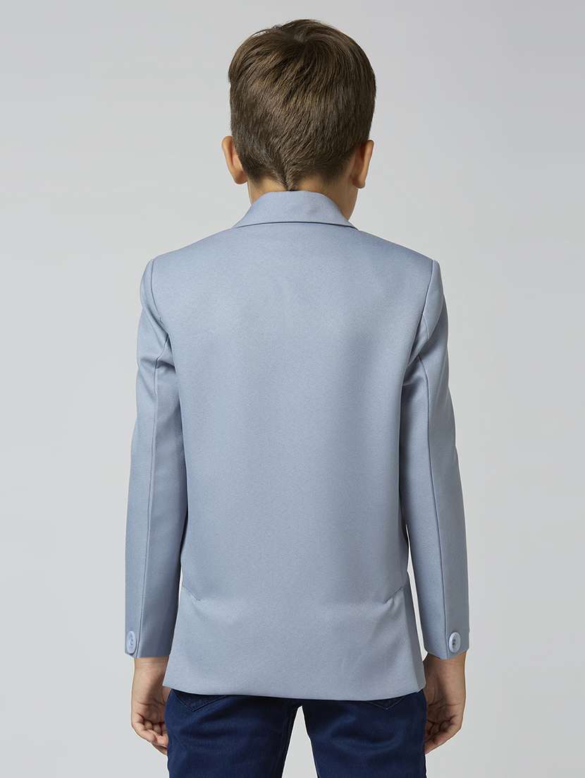 boys lapel neck solid blazer coat - 21692246 - Standard Image - 3
