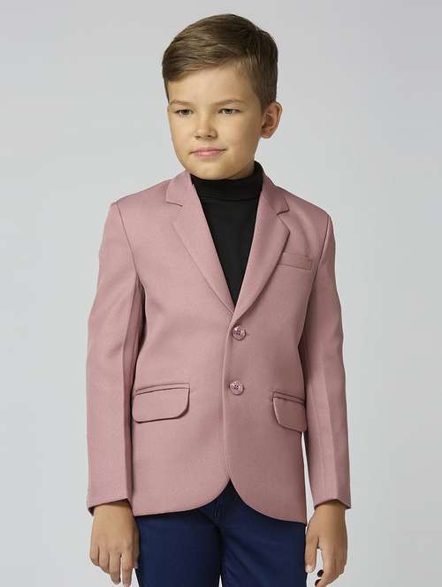boys lapel neck solid blazer coat - 21692250 -  Standard Image - 0