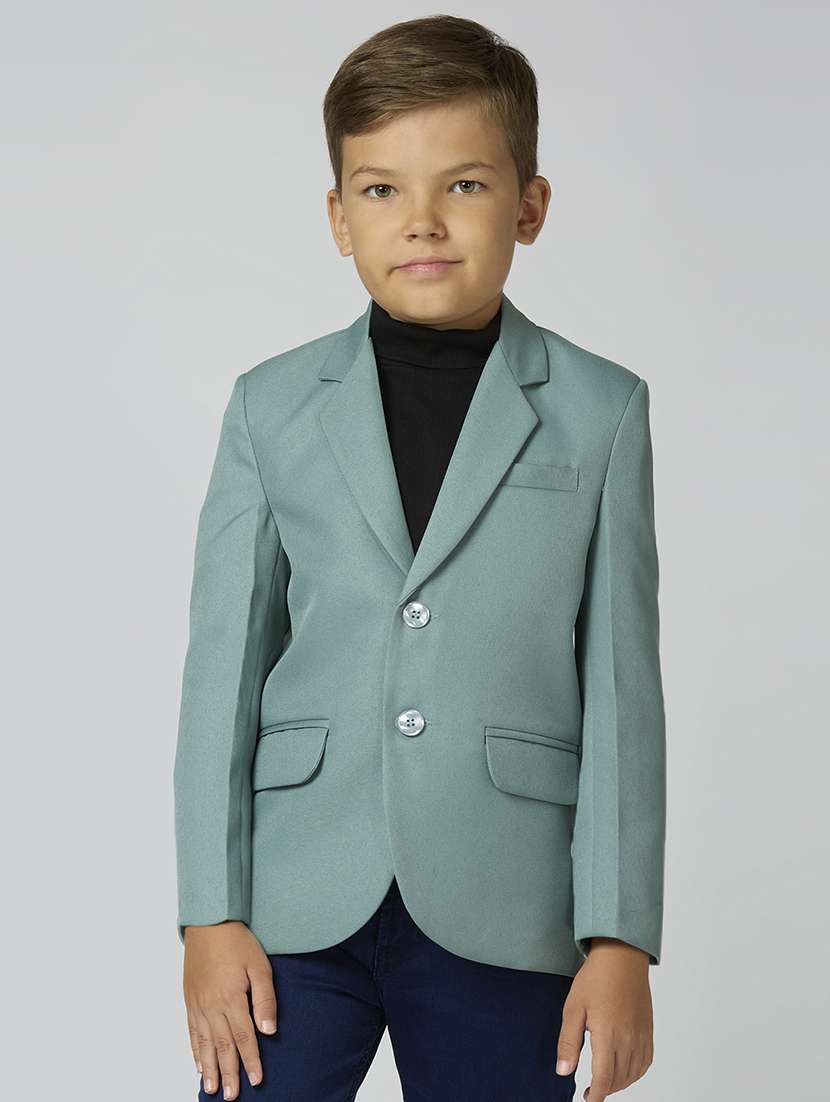 boys lapel neck solid blazer coat