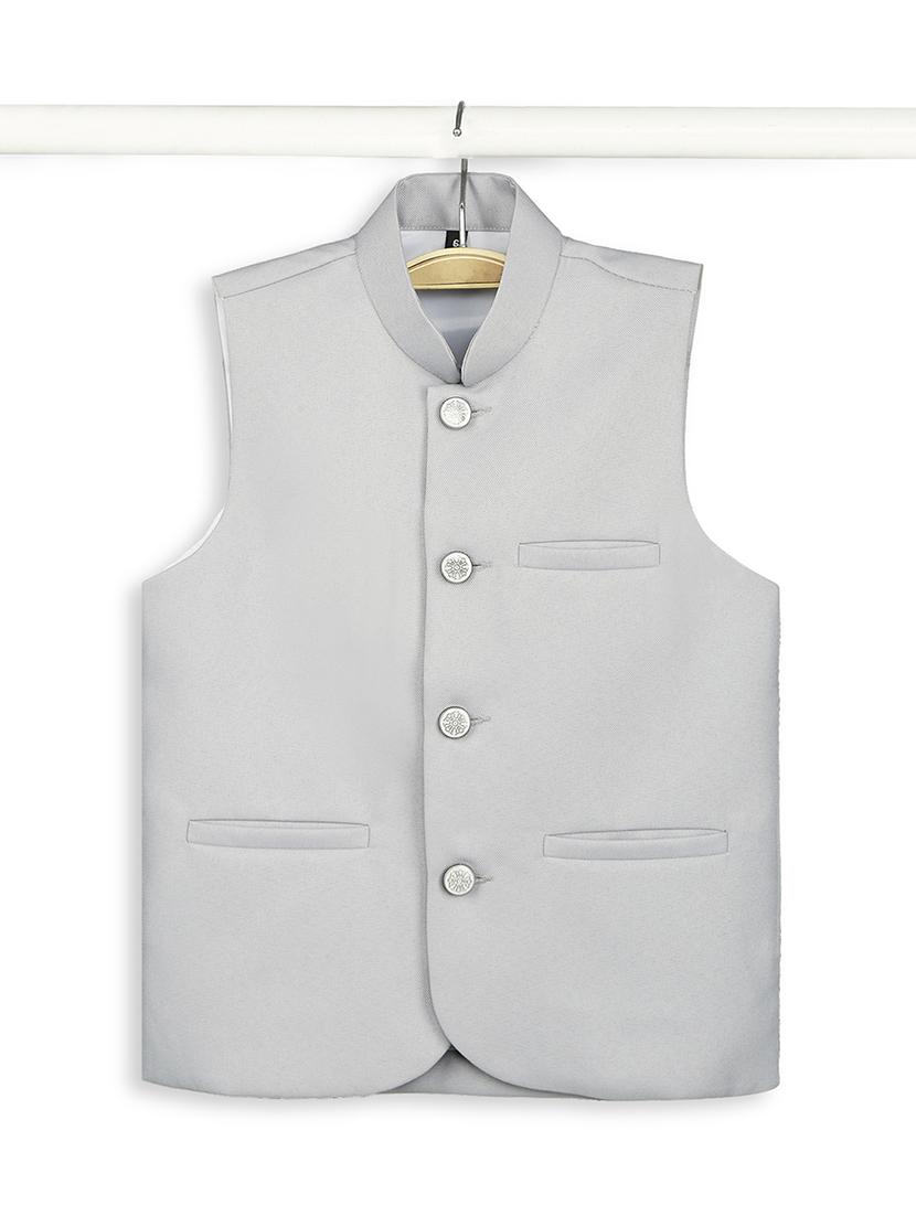 boys mandarin neck solid nehru jacket - 21692255 - Standard Image - 3