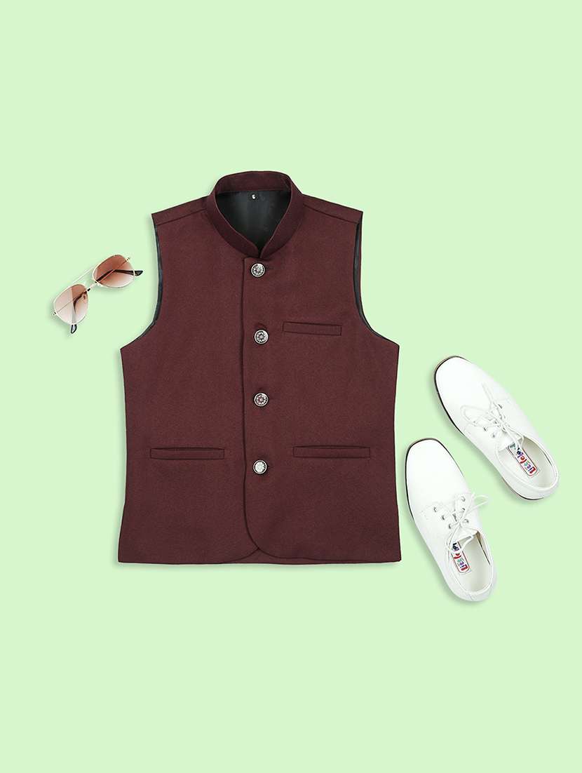 boys mandarin neck solid nehru jacket 