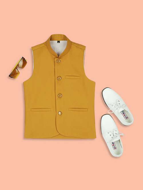 boys mandarin neck solid nehru jacket  - 21692259 -  Standard Image - 0
