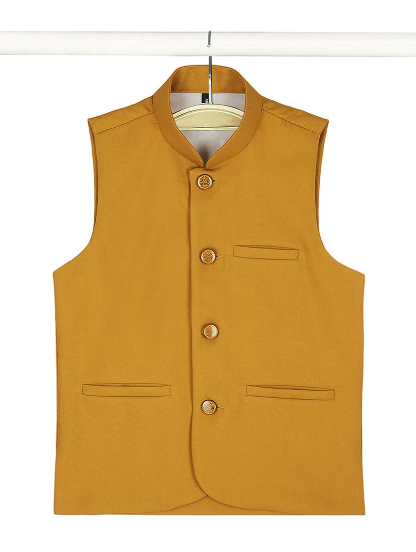boys mandarin neck solid nehru jacket  - 21692259 -  Standard Image - 3