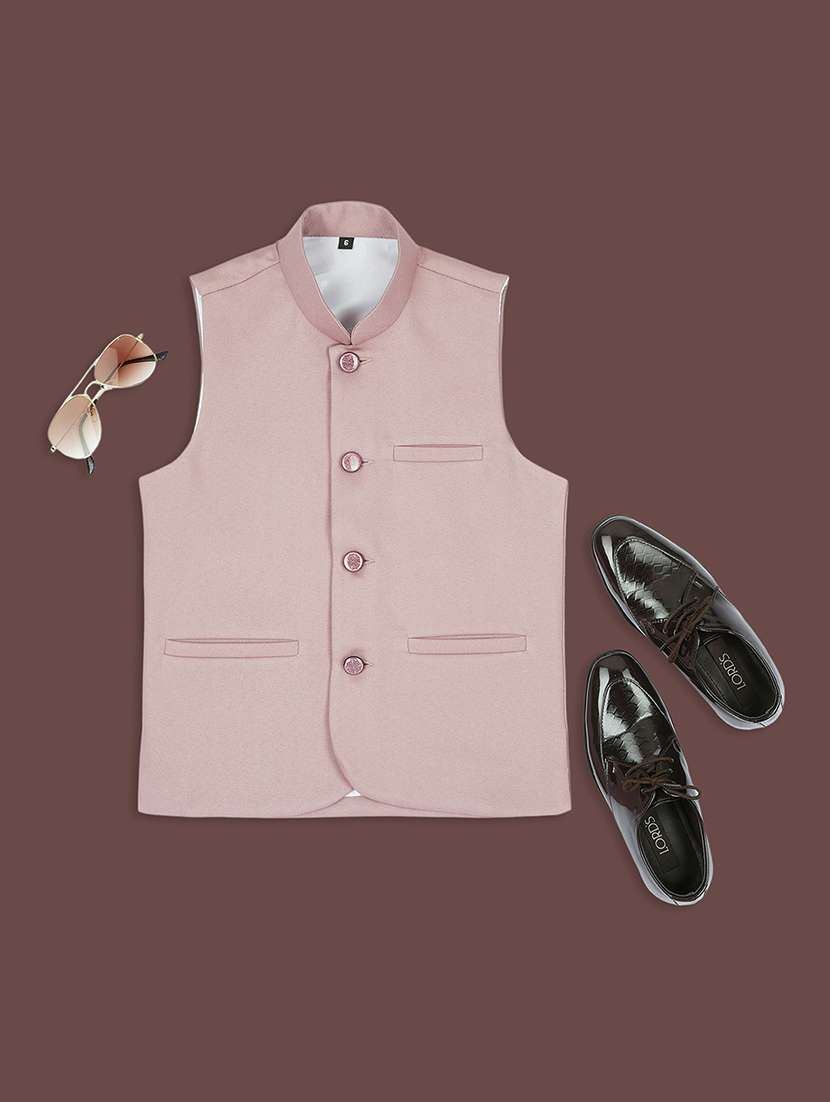 boys mandarin neck solid nehru jacket 