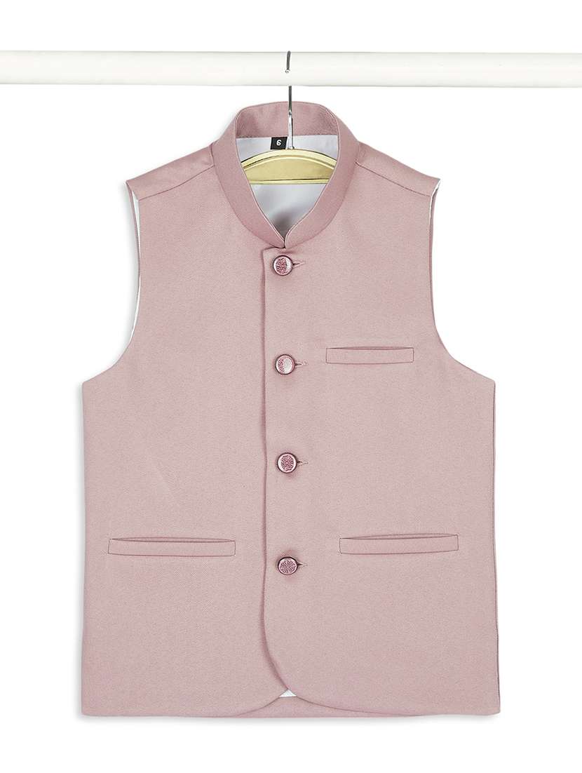 Boys Mandarin Neck Solid Nehru Jacket - 21692261 -  Standard Image - 3