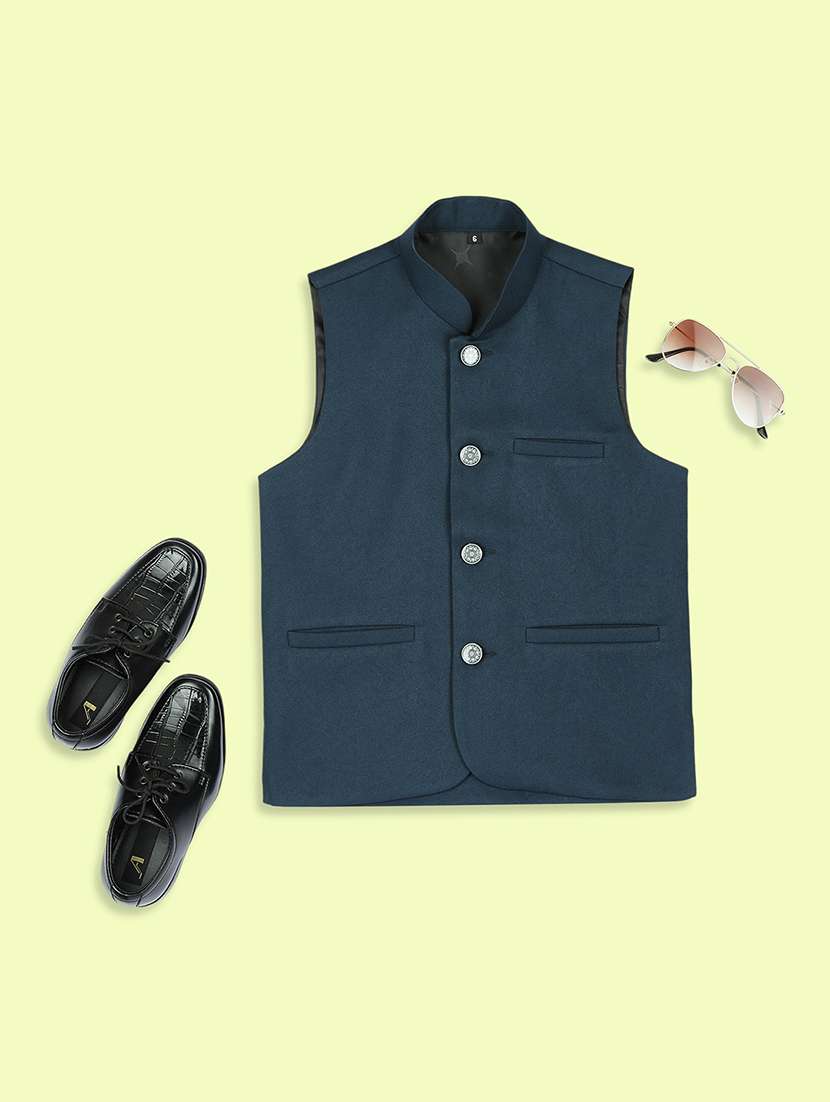 boys mandarin neck solid nehru jacket 