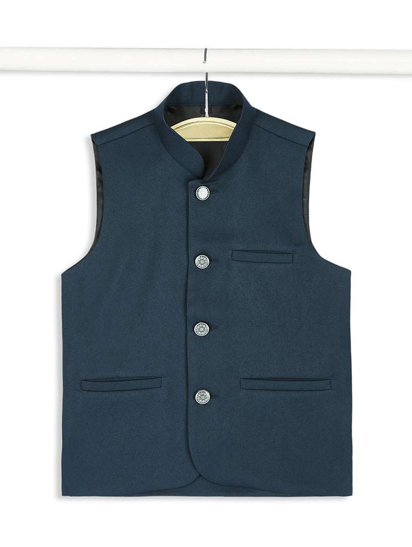 boys mandarin neck solid nehru jacket  - 21692262 -  Standard Image - 3