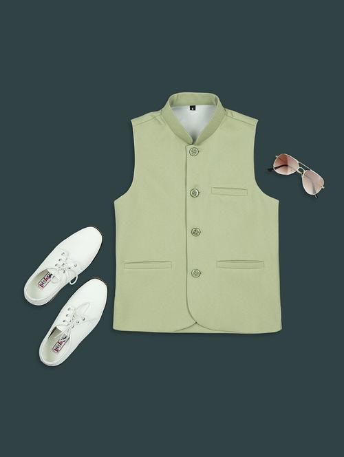 boys mandarin neck solid nehru jacket - 21692263 - Standard Image - 0