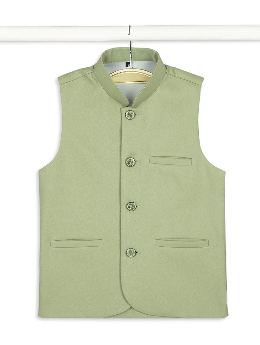 boys mandarin neck solid nehru jacket - 21692263 - Standard Image - 3