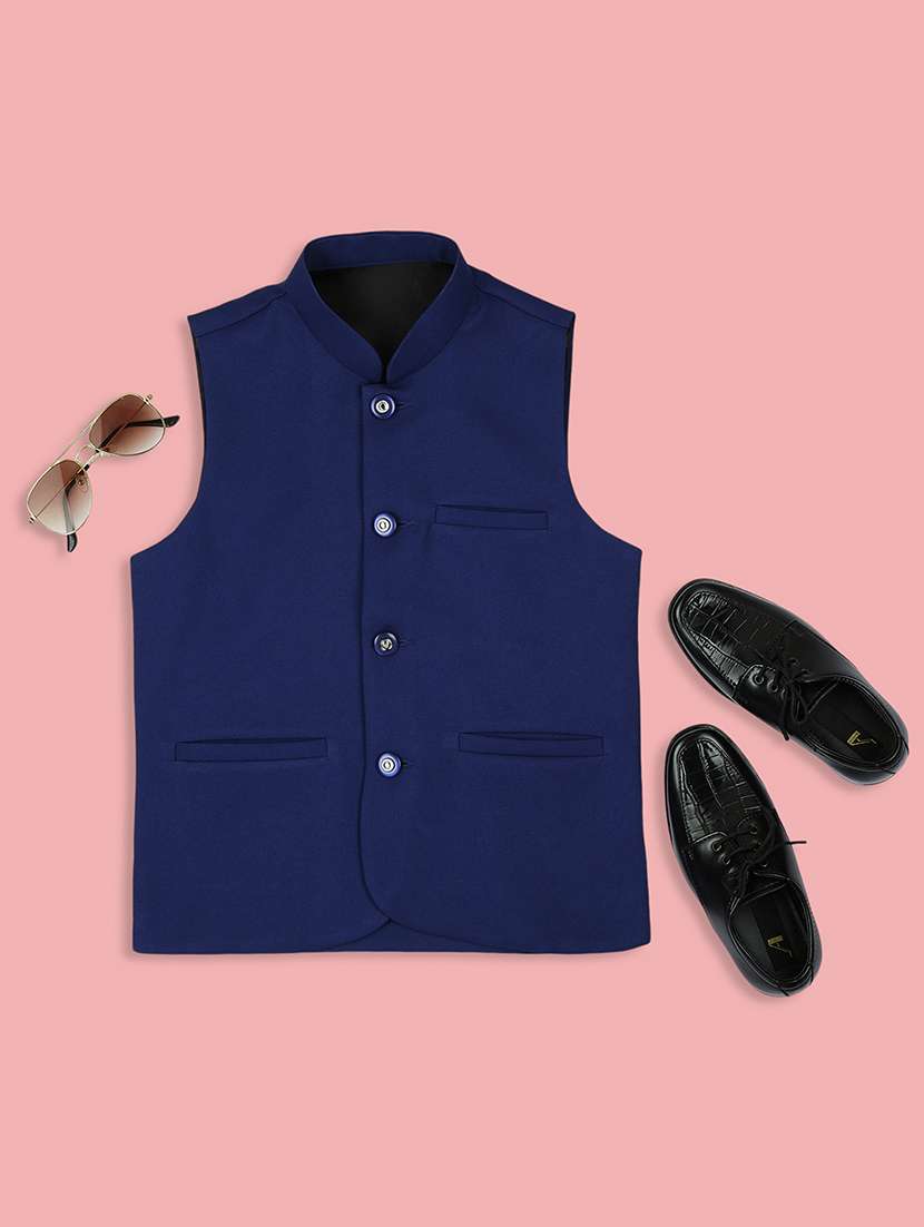 boys mandarin neck solid nehru jacket 
