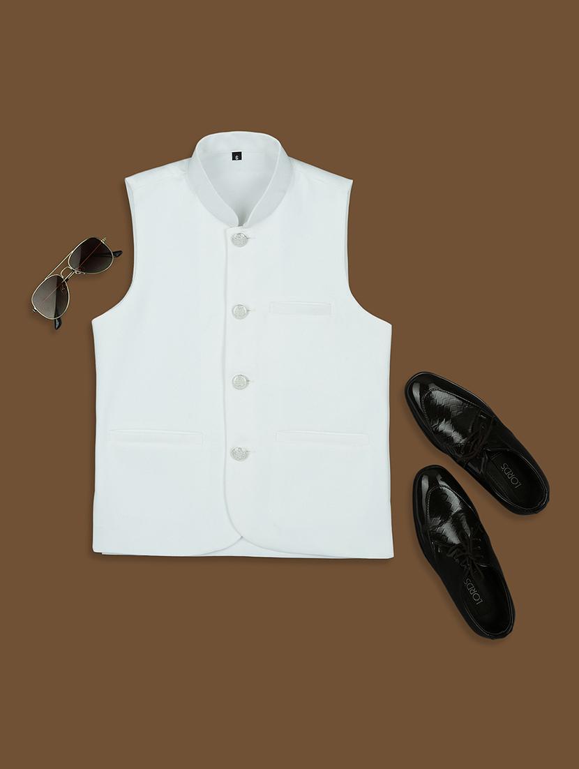boys mandarin neck solid nehru jacket 