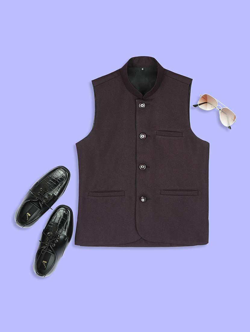 boys mandarin neck solid nehru jacket 