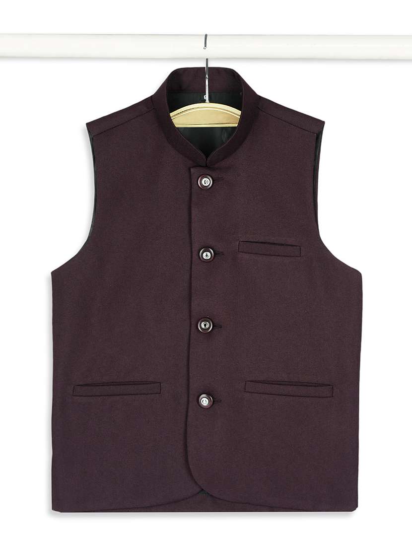 Boys Mandarin Neck Solid Nehru Jacket - 21692266 -  Standard Image - 3