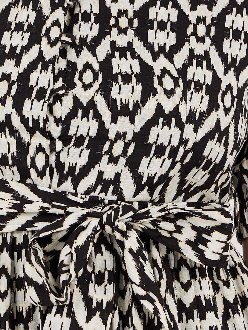 women printed mandarin neck a-line dress - 21692538 - Standard Image - 5