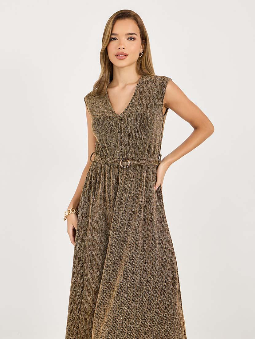 women self designed sleeveless belted dress - 21692550 - Standard Image - 3