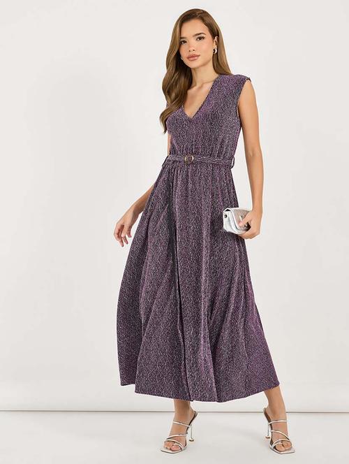 women self designed sleeveless belted dress - 21692551 - Standard Image - 0