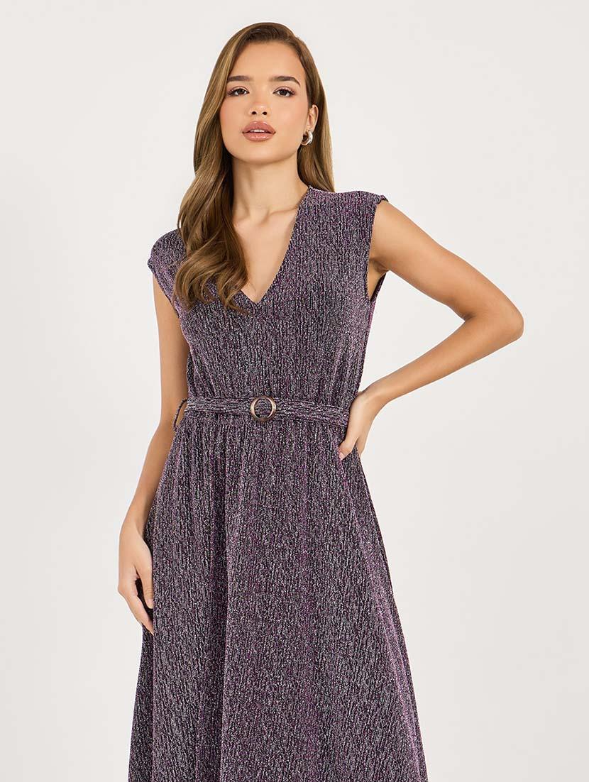 women self designed sleeveless belted dress - 21692551 - Standard Image - 3