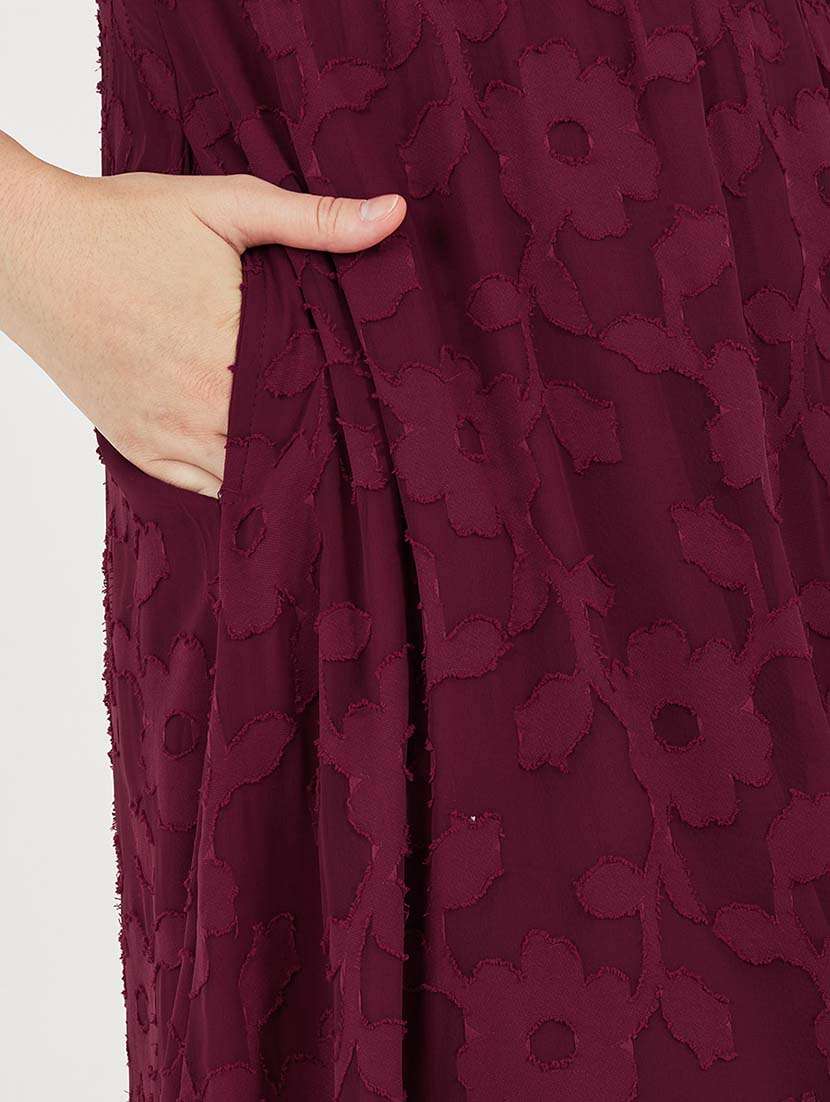 women slef designed puff sleeves a-line dress - 21692556 - Standard Image - 5