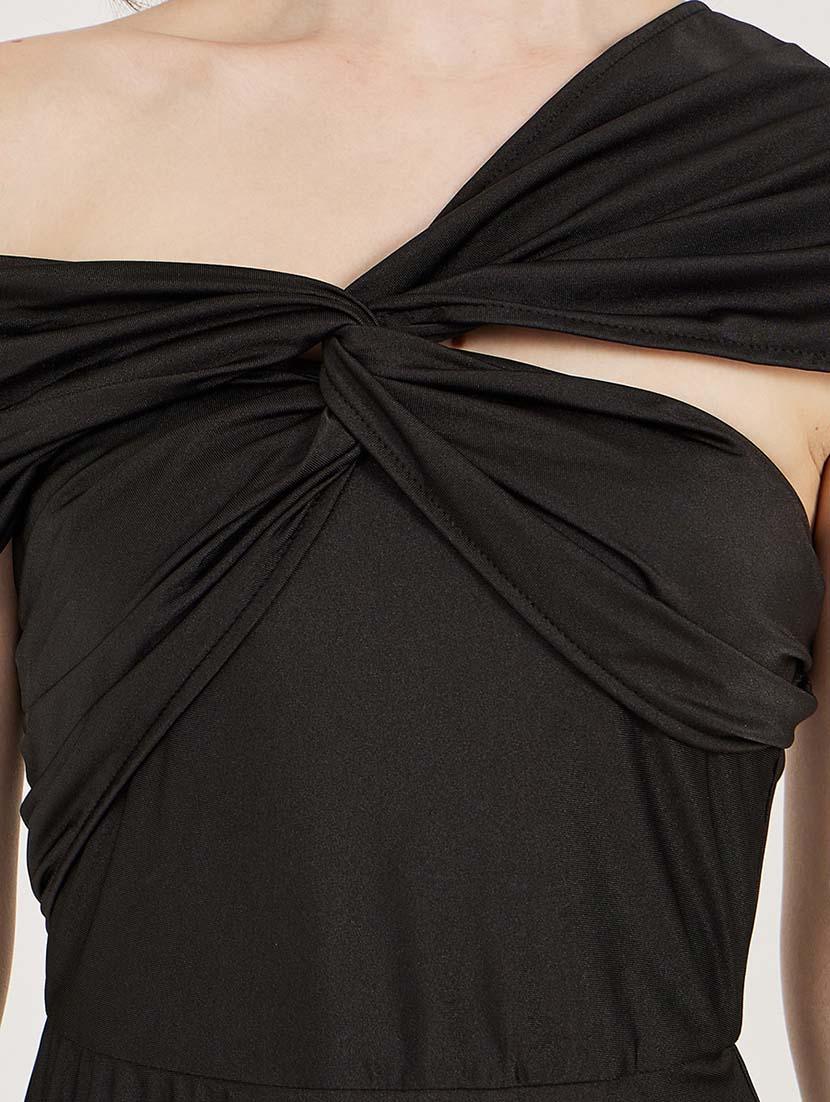 women solid asymmetric neck a-line dress - 21692563 - Standard Image - 5