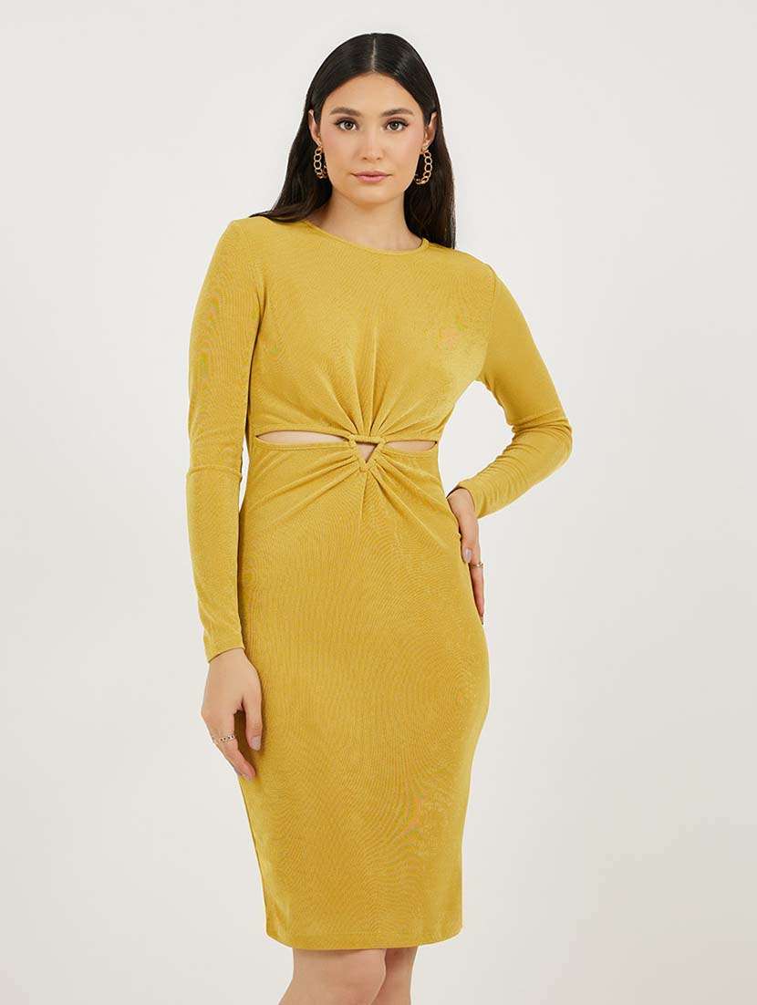women solid long sleeves bodycon dress - 21692569 -  Standard Image - 3