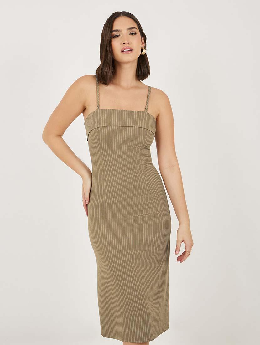women striped shoulder strap sheath dress - 21692575 - Standard Image - 3