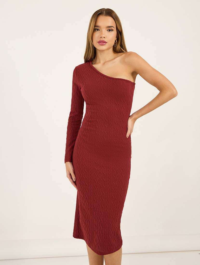 women self designed single shoulder bodycon dress - 21692578 -  Standard Image - 3