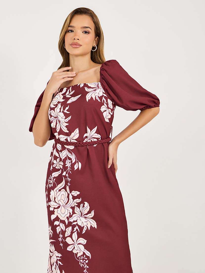 women floral print puff sleeves a-line dress - 21692581 -  Standard Image - 3