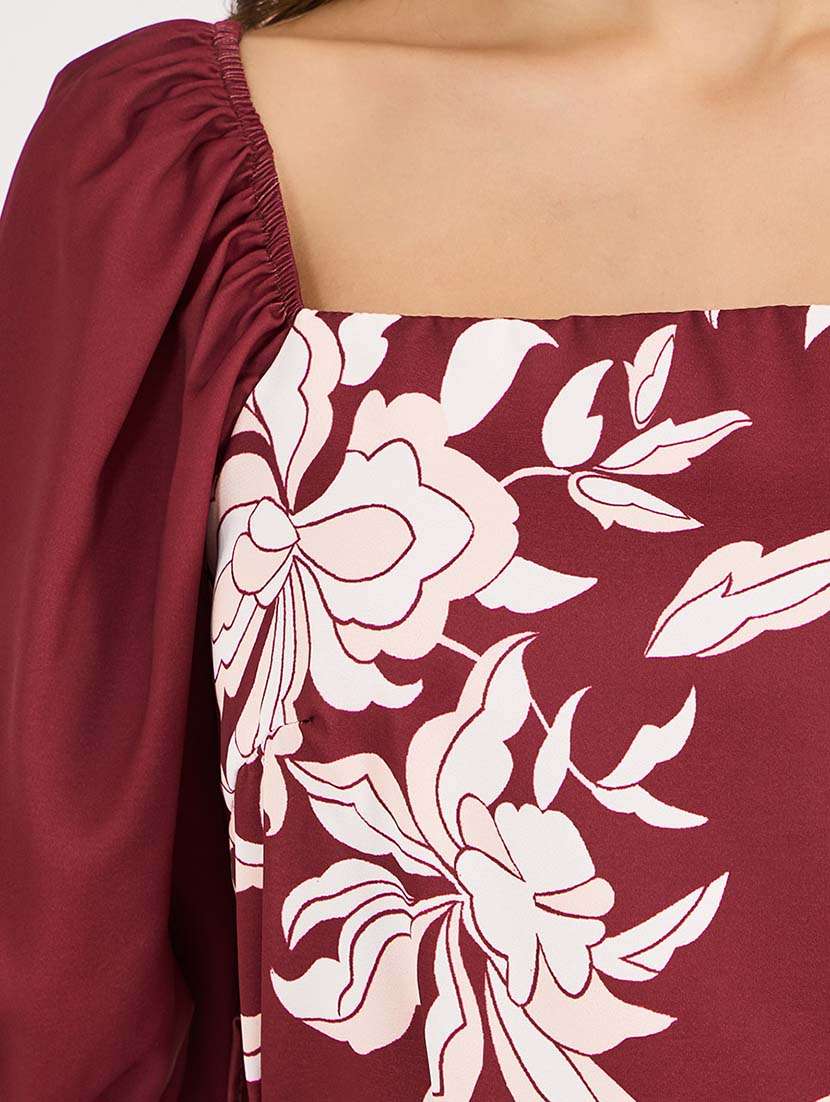 women floral print puff sleeves a-line dress - 21692581 -  Standard Image - 5