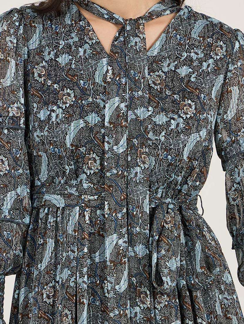 women printed puff sleeves tiered dress - 21692582 -  Standard Image - 5