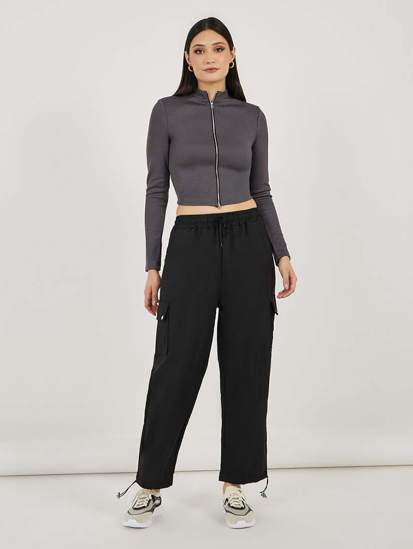 women solid mid rise jogger - 21692588 - Standard Image - 3