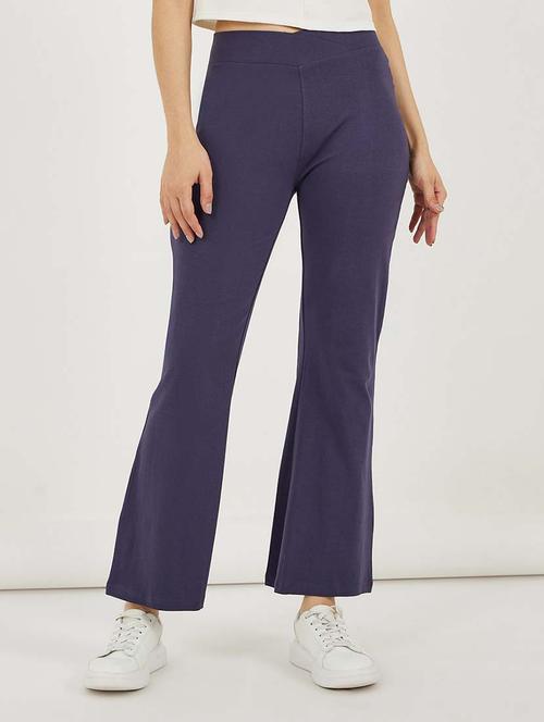 women solid high rise flared legging - 21692590 -  Standard Image - 0