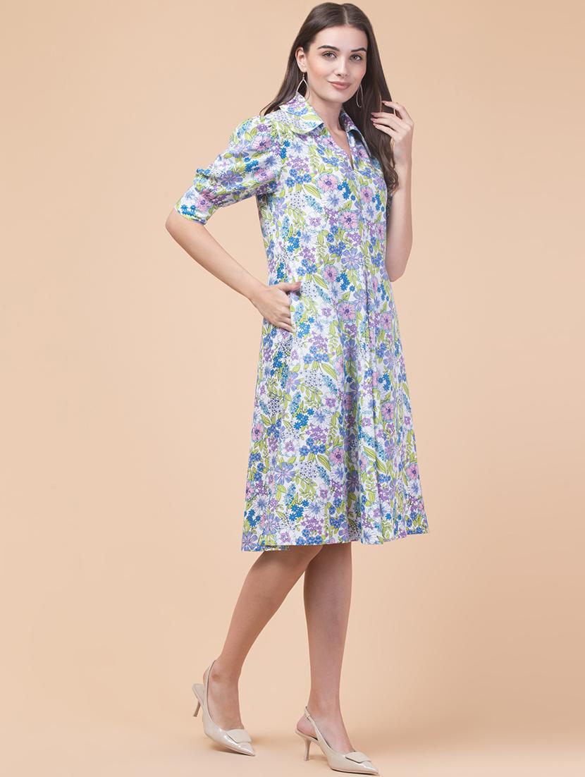 women floral print collared shirt dress - 21692629 - Standard Image - 3
