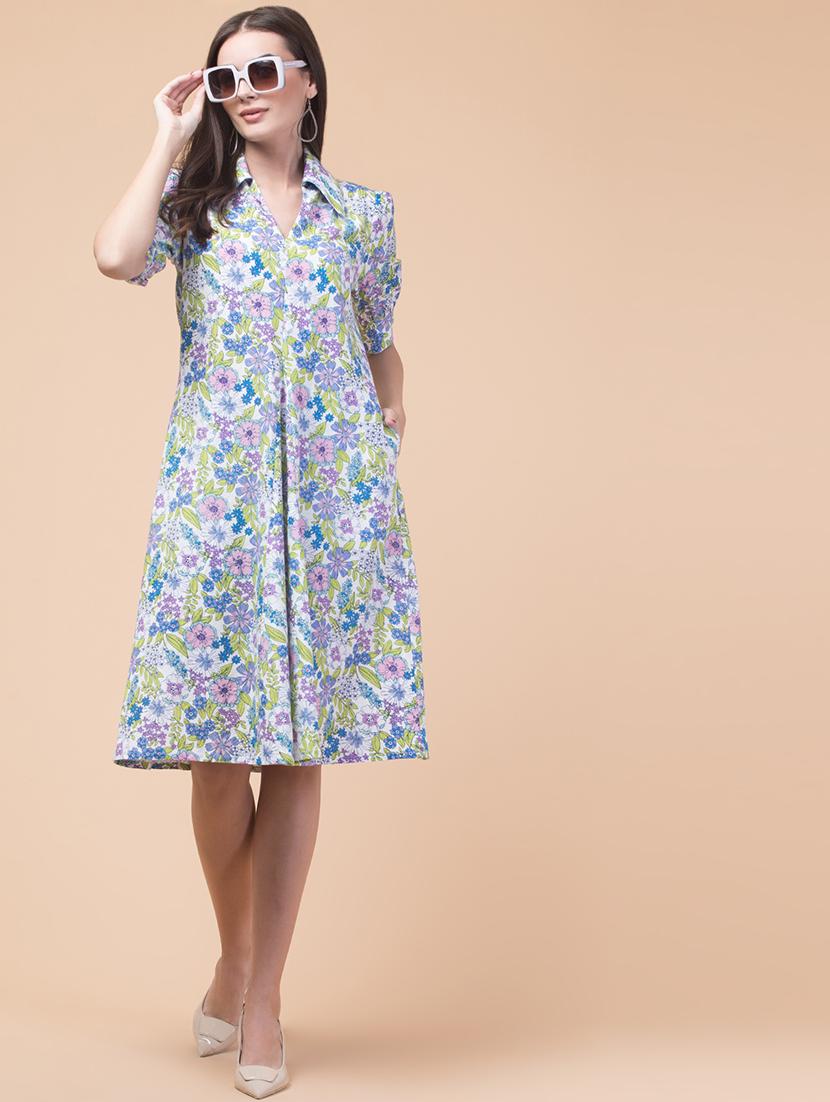 women floral print collared shirt dress - 21692629 - Standard Image - 5