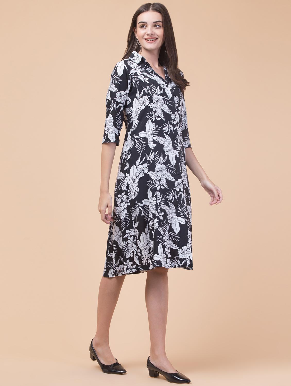 women floral print collared shirt dress - 21692631 - Standard Image - 3