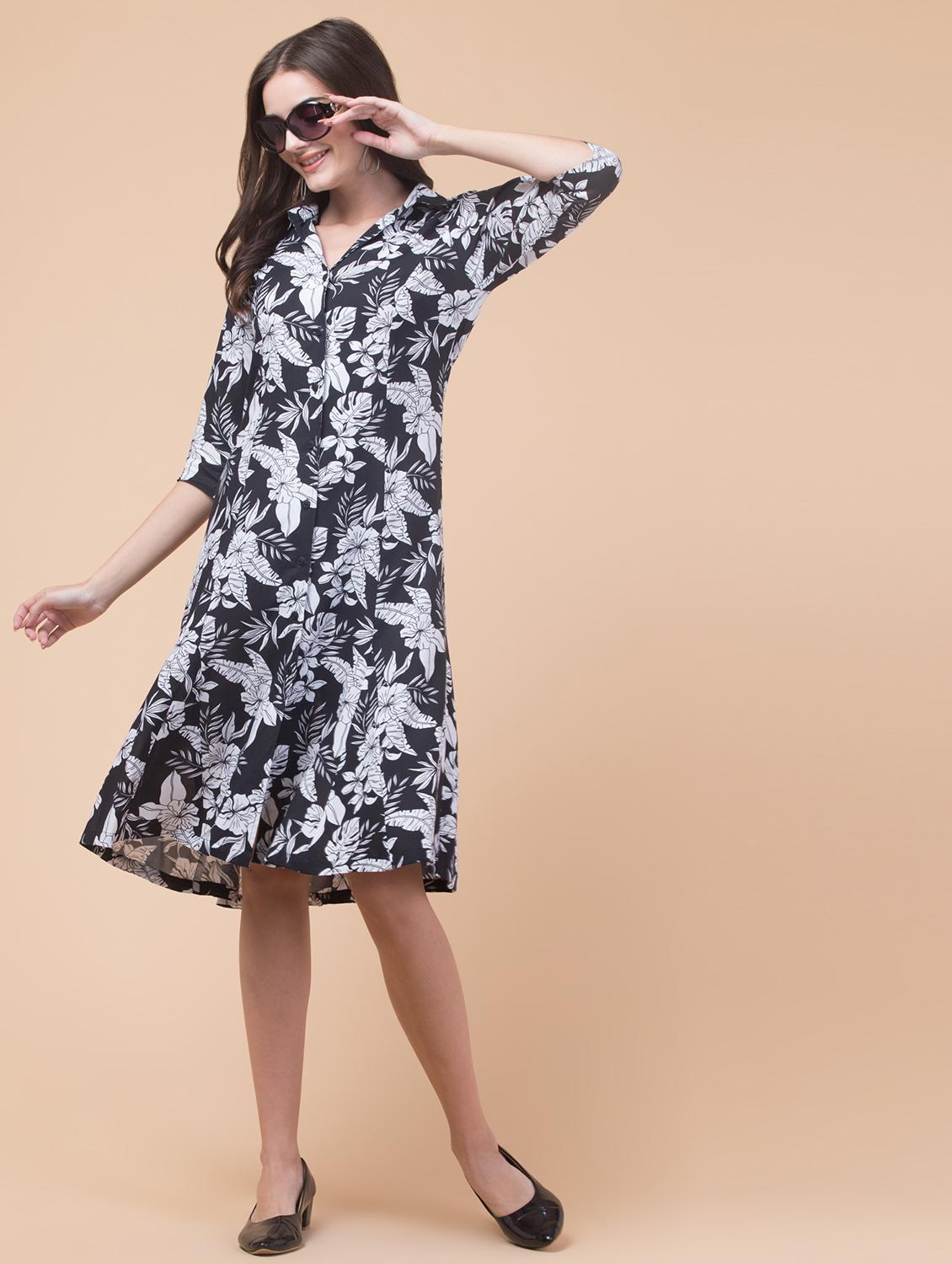 women floral print collared shirt dress - 21692631 - Standard Image - 5