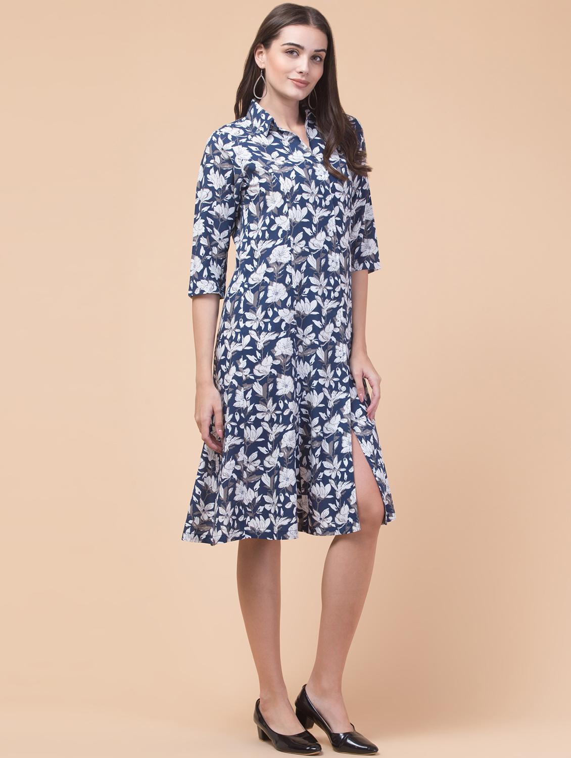 women floral print collared shirt dress - 21692633 - Standard Image - 3