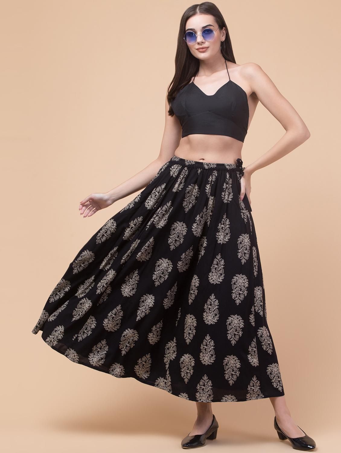 women printed mid rise flared skirt - 21692634 - Standard Image - 5