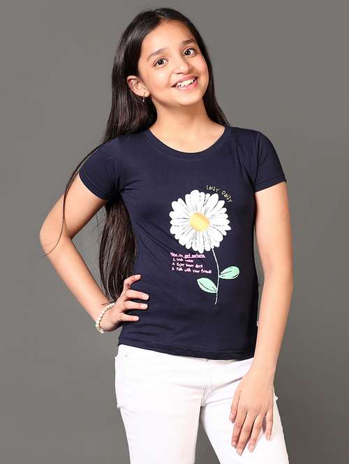 girls round neck front printed tee - 21692692 - Standard Image - 0