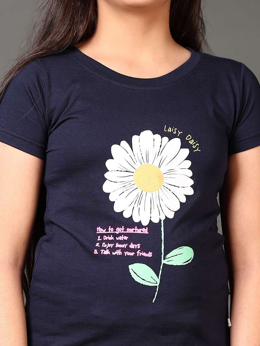 girls round neck front printed tee - 21692692 - Standard Image - 5