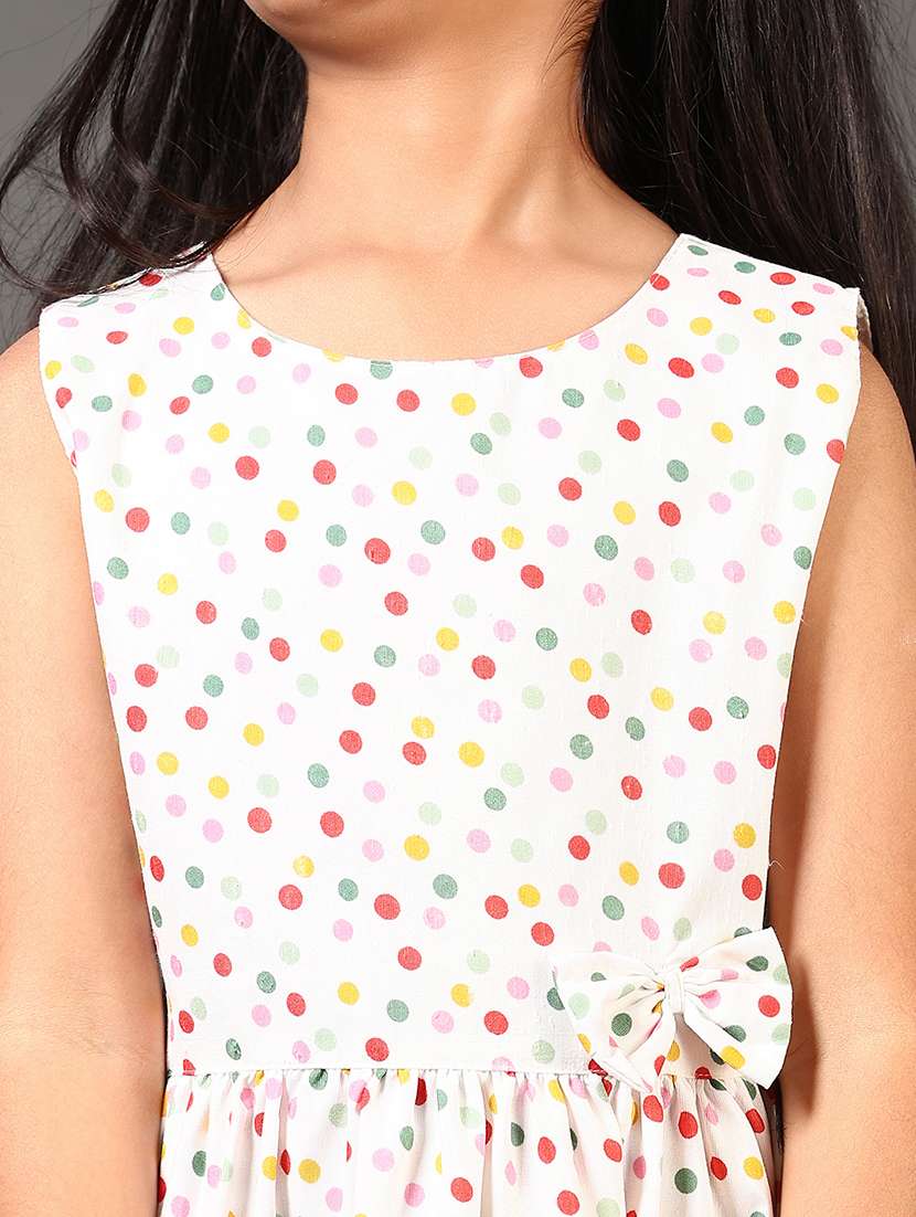 girls polka doted sleeveless round neck frock - 21692700 -  Standard Image - 5
